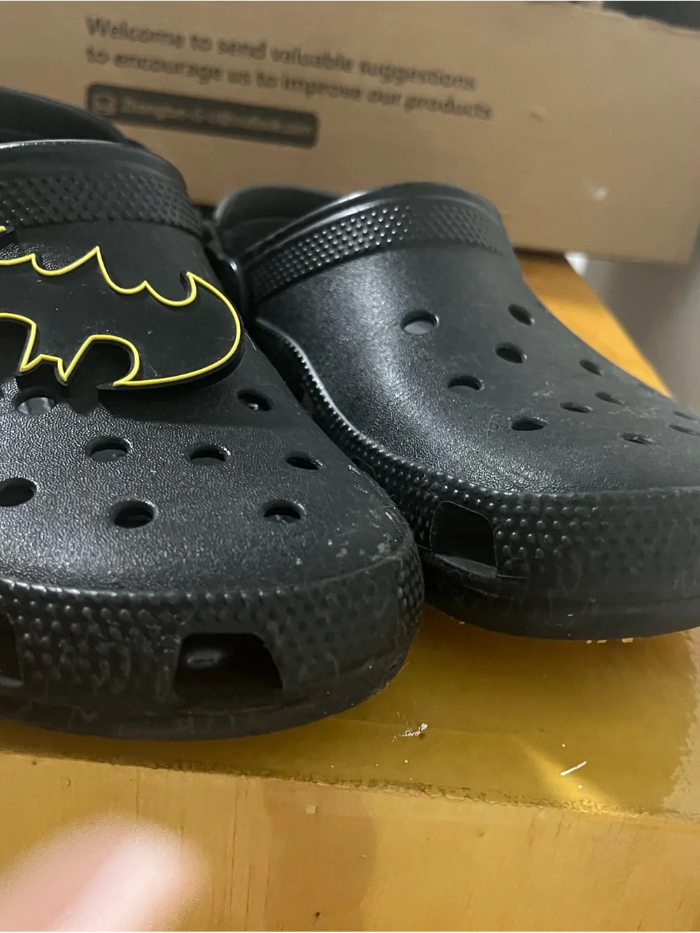 CROCS Black Kids Clog with Yellow Batman Jibbitz